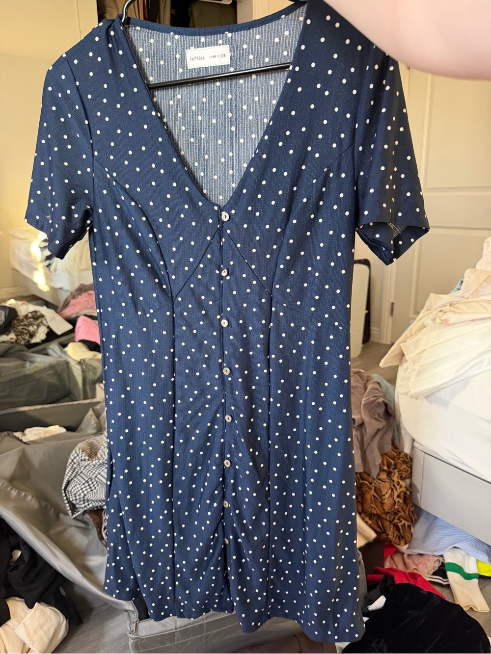 Lefties Wilfred Polka Dot Navy Mini Dress